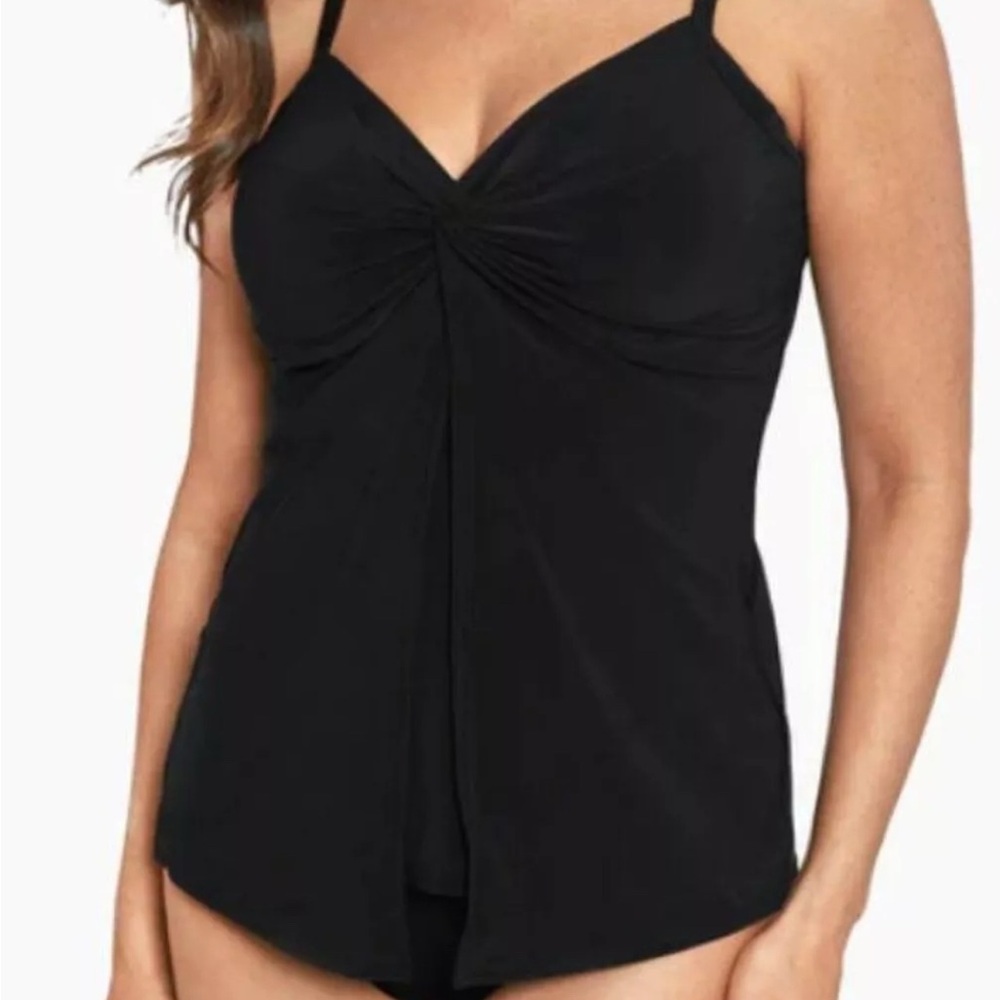 BRAND NEW LOVE KNOT MIRACLESUIT Black Tankini Top size 12
